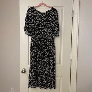 H&M Black and White Floral Smocked Dress